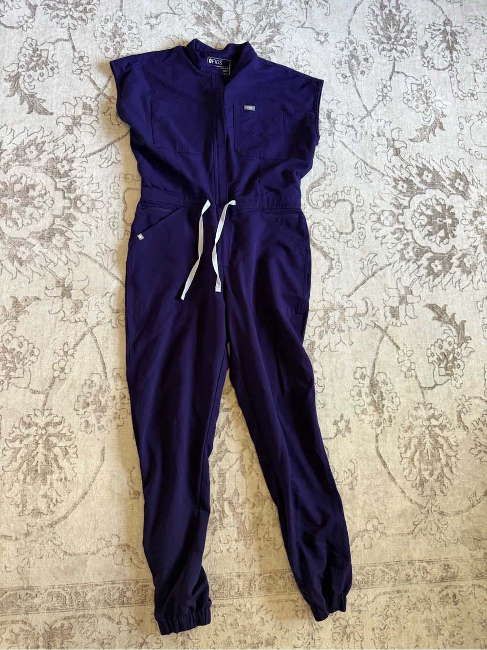 Figs Women's Deep Purple Utility Jumpsuit with Drawstring Waist